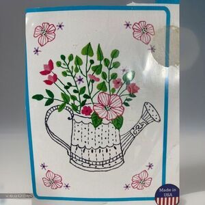 Janlynn Sew Simple Embroidary Kit Watering Can 5 x 7 #997-1705 Made In USA